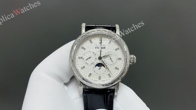 Patek Philippe Complications WG Engraved Bezel 42mm CH29-535 Movement Watch